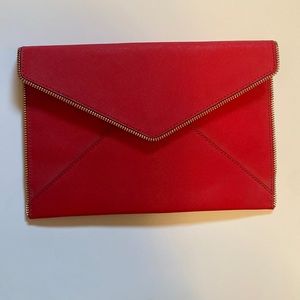 Red Rebecca Minkhoff Oversized Wallet Zipper Clutch